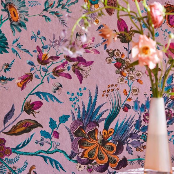 Wonderland Floral Amethyst/Lapis/Ruby Wallpaper by Harlequin